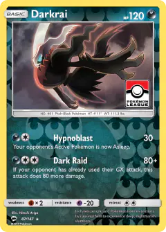 Darkrai Rare Holo card from Burning Shadows