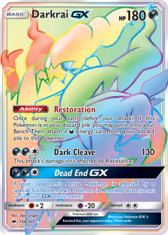 Darkrai-GX Rare Rainbow card from Burning Shadows