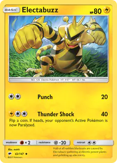 Electabuzz Uncommon card from Burning Shadows