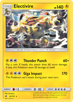 Electivire Rare card from Burning Shadows