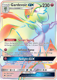 Gardevoir-GX Rare Rainbow card from Burning Shadows