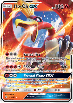 Ho-Oh-GX Rare Holo GX card from Burning Shadows