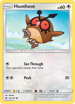 Hoothoot Common card from Burning Shadows