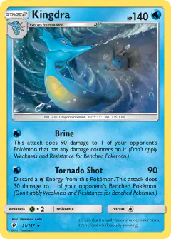 Kingdra Rare Holo card from Burning Shadows