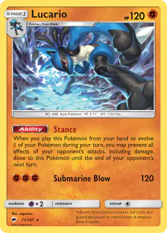 Lucario Rare Holo card from Burning Shadows