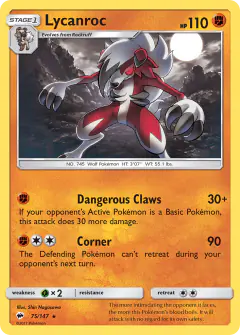 Lycanroc Rare Holo card from Burning Shadows
