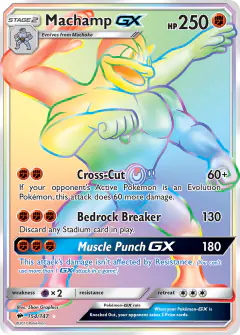 Machamp-GX Rare Rainbow card from Burning Shadows