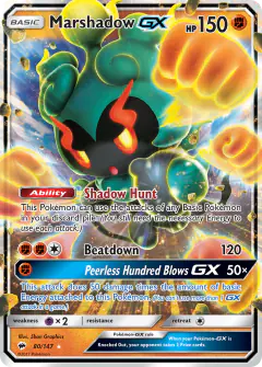 Marshadow-GX Rare Holo GX card from Burning Shadows