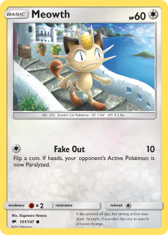Meowth Common card from Burning Shadows