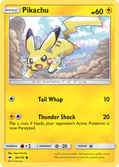 Pikachu Common card from Burning Shadows