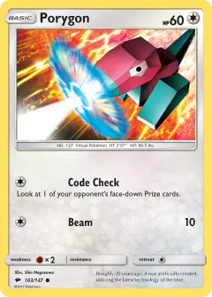 Porygon Common card from Burning Shadows