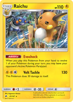 Raichu Rare Holo card from Burning Shadows