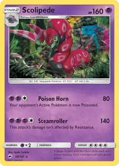 Scolipede Rare card from Burning Shadows