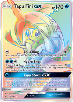 Tapu Fini-GX Rare Rainbow card from Burning Shadows