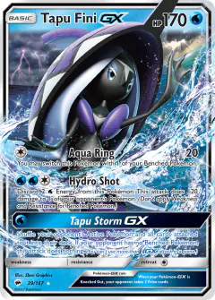 Tapu Fini-GX Rare Holo GX card from Burning Shadows