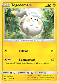 Togedemaru Common card from Burning Shadows