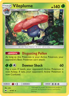 Vileplume Rare Holo card from Burning Shadows