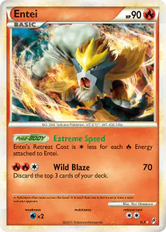 Entei Rare Holo card from Call of Legends