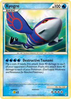 Kyogre Rare Holo card from Call of Legends
