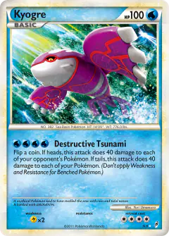 Kyogre Rare Holo card from Call of Legends