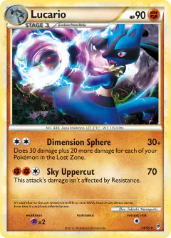 Lucario Rare Holo card from Call of Legends