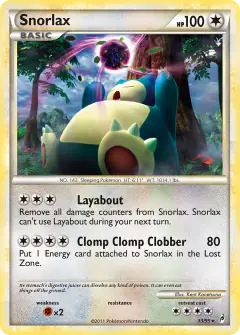 Snorlax Rare card from Call of Legends