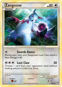 Zangoose Rare card from Call of Legends