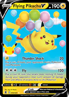 Flying Pikachu V Rare Holo V card from Celebrations