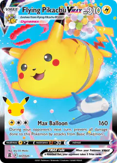 Flying Pikachu VMAX Rare Holo VMAX card from Celebrations