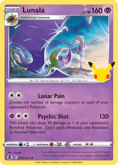 Lunala Rare Holo card from Celebrations