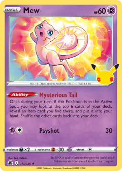 Mew Rare Holo card from Celebrations