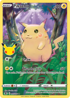 Pikachu Rare Holo card from Celebrations
