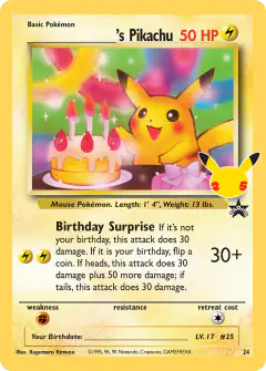 _____'s Pikachu Classic Collection card from Celebrations