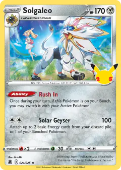 Solgaleo Rare Holo card from Celebrations