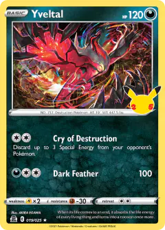 Yveltal Rare card from Celebrations