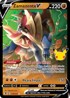 Zamazenta V Rare Holo V card from Celebrations