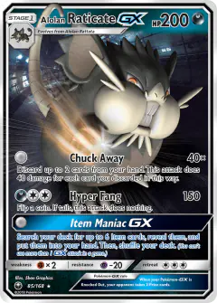 Alolan Raticate-GX Rare Holo GX card from Celestial Storm