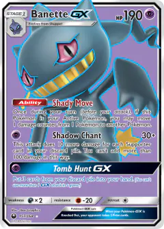 Banette-GX Rare Ultra card from Celestial Storm