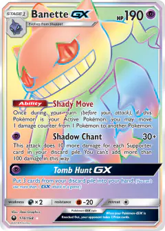 Banette-GX Rare Rainbow card from Celestial Storm