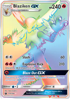 Blaziken-GX Rare Rainbow card from Celestial Storm
