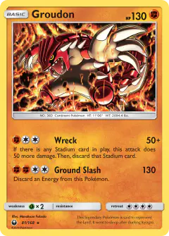 Groudon Rare Holo card from Celestial Storm