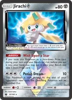 Jirachi ◇ Rare Prism Star card from Celestial Storm