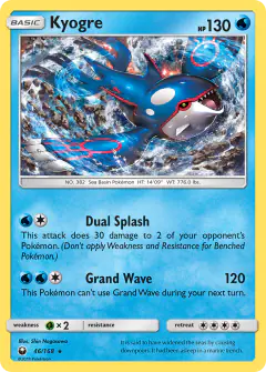 Kyogre Rare Holo card from Celestial Storm