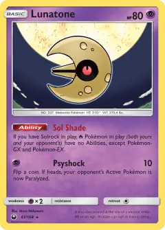 Lunatone Rare Holo card from Celestial Storm