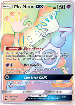 Mr. Mime-GX Rare Rainbow card from Celestial Storm