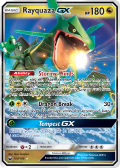 Rayquaza-GX Rare Holo GX card from Celestial Storm