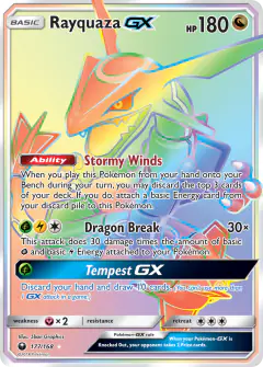 Rayquaza-GX Rare Rainbow card from Celestial Storm