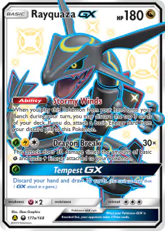Rayquaza-GX Rare Ultra card from Celestial Storm