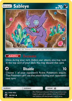 Sableye Uncommon card from Celestial Storm