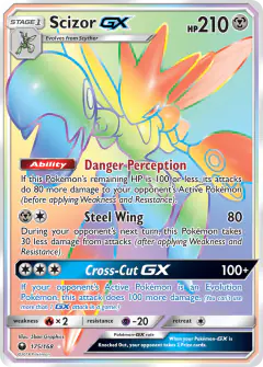 Scizor-GX Rare Rainbow card from Celestial Storm